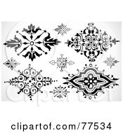 Royalty Free RF Clipart Illustration Of A Digital Collage Of Black And White Floral Elements