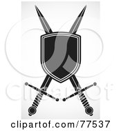 Poster, Art Print Of Black And White Shield With Crossed Swords