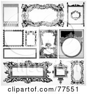 Royalty Free RF Clipart Illustration Of A Digital Collage Of Frame Design Elements Black And White Version 7