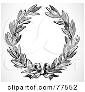 Royalty Free RF Clipart Illustration Of A Black And White Olive Leaf Laurel by BestVector