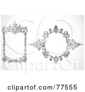 Royalty Free RF Clipart Illustration Of A Digital Collage Of Frame Design Elements Black And White Version 4