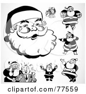 Royalty Free RF Clipart Illustration Of A Digital Collage Of Black And White Retro Santas by BestVector