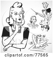 Royalty Free RF Clipart Illustration Of A Digital Collage Of Retro Ladies by BestVector
