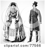 Poster, Art Print Of Digital Collage Of A Black And White Historical Bride And Groom
