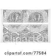 Royalty Free RF Clipart Illustration Of A Digital Collage Of Two Black And White Elegant Floral Borders