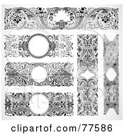 Royalty Free RF Clipart Illustration Of A Digital Collage Of Horizontal And Vertical Black And White Elegant Borders