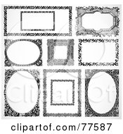 Royalty Free RF Clipart Illustration Of A Digital Collage Of Frame Design Elements Black And White Version 15
