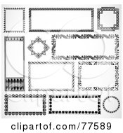 Royalty Free RF Clipart Illustration Of A Digital Collage Of Frame Design Elements Black And White Version 10