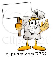 Chefs Hat Mascot Cartoon Character Holding A Blank Sign