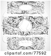 Royalty Free RF Clip Art Illustration Of A Digital Collage Of Three Black And White Vintage Baroque Frames