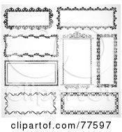 Royalty Free RF Clipart Illustration Of A Digital Collage Of Frame Design Elements Black And White Version 12
