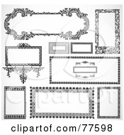 Royalty Free RF Clipart Illustration Of A Digital Collage Of Frame Design Elements Black And White Version 11