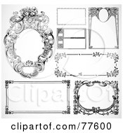 Royalty Free RF Clipart Illustration Of A Digital Collage Of Frame Design Elements Black And White Version 3