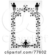 Royalty Free RF Clipart Illustration Of A Black And White Ivy And Angel Frame