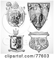 Royalty Free RF Clipart Illustration Of A Digital Collage Of Eagle And Lion Crest Ornaments