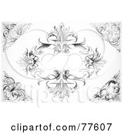 Royalty Free RF Clipart Illustration Of A Black And White Corner And Sign Baroque Design Element Set