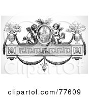 Royalty Free RF Clipart Illustration Of A Black And White Cherub Angel Header