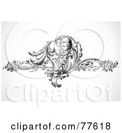 Royalty Free RF Clipart Illustration Of A Digital Collage Of A Black And White Floral Cupid Header