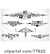 Royalty Free RF Clipart Illustration Of A Digital Collage Of Black Spear Floral Headers