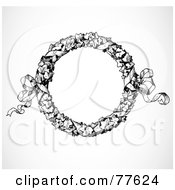 Royalty Free RF Clipart Illustration Of A Black And White Ivy Wreath