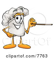 Chefs Hat Mascot Cartoon Character Holding A Pointer Stick