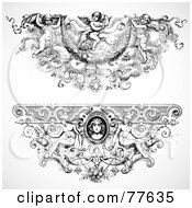 Poster, Art Print Of Digital Collage Of Two Elegant Angel Baroque Headers