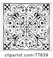 Poster, Art Print Of Black And White Floral Dot Tile Pattern