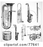 Digital Collage Of Antique Brass Instruments And Drums