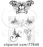 Royalty Free RF Clipart Illustration Of A Digital Collage Of Floral Curly Vine Elements