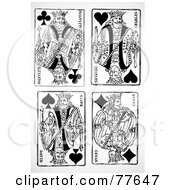 Poster, Art Print Of Digital Collage Of Black And White Antique King Playing Cards