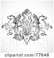 Poster, Art Print Of Black And White Winged Horse Design Element