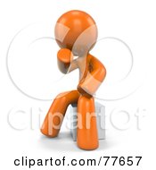 3d Orange Factor Man Sitting In Thought