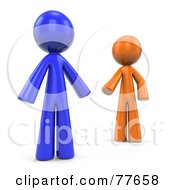 3d Orange And Blue Factor Men Reaching For Each Other