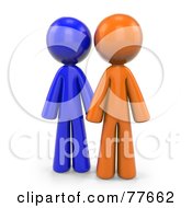 Royalty Free RF Clipart Illustration Of 3d Orange And Blue Factor Men Standing by Leo Blanchette