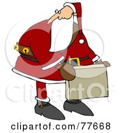 Poster, Art Print Of Kris Kringle Carrying A Cardboard Box And Looking Back