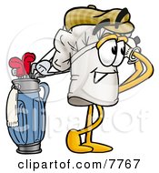 Poster, Art Print Of Chefs Hat Mascot Cartoon Character Swinging His Golf Club While Golfing