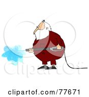Poster, Art Print Of Kris Kringle Wearing Pajamas And Operating A Pressure Washer