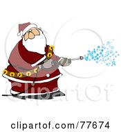Poster, Art Print Of Kris Kringle Spraying Snow Out Of A Pressure Washer