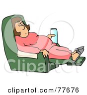 Royalty Free RF Clipart Illustration Of A Sick Or Lazy Woman With A Beverage Lounging In A Chair
