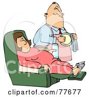 Royalty Free RF Clipart Illustration Of A Man Drying A Dish And Standing By His Sick Or Lazy Wife