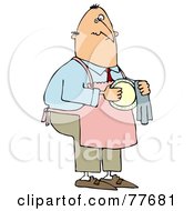 Poster, Art Print Of House Husband Wearing An Apron And Drying A Dish