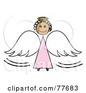 Poster, Art Print Of Black Stick Angel Girl With A Halo And Wings