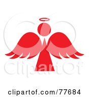 Poster, Art Print Of Red Angel Silhouette With A Halo