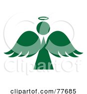 Royalty Free RF Clipart Illustration Of A Green Angel Silhouette With A Halo by Pams Clipart