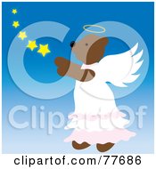 Poster, Art Print Of Brown Angel Bear In The Sky With Stars