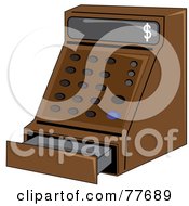 Brown Cash Register In A Store