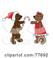 Poster, Art Print Of Christmas Teddy Bear Giving A Candy Cane