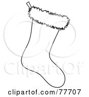Royalty Free RF Clipart Illustration Of A Black And White Outline Of A Christmas Stocking by Pams Clipart