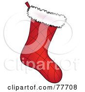 Royalty Free RF Clipart Illustration Of A Quilted Red Christmas Stocking With White Fleece