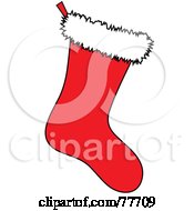 Poster, Art Print Of Solid Red Christmas Stocking With White Fleece